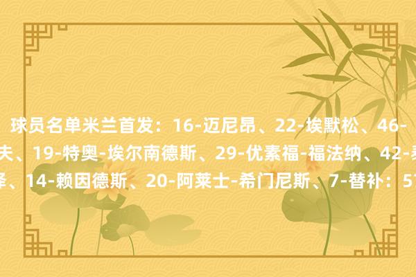 球员名单米兰首发：16-迈尼昂、22-埃默松、46-加比亚、28-马利克-佳夫、19-特奥-埃尔南德斯、29-优素福-福法纳、42-泰拉恰诺、21-丘库埃泽、14-赖因德斯、20-阿莱士-希门尼斯、7-替补：57-斯波尔蒂耶洛、96-托里亚尼、2-卡拉布里亚、23-托莫里、31-帕夫洛维奇、33-巴尔泰萨吉、4-本纳赛尔、18-泽罗利、30-利贝拉利、73-卡马尔达、90-亚伯拉罕罗马首发：99-斯维拉尔、23-詹卢卡-曼奇尼、5-恩迪卡、15-胡梅尔斯、56-萨勒马克尔斯、61-皮西利、16-帕雷德斯、17-夸迪奥-科内、3-安赫利尼奥、21-迪巴拉、11-多夫比克替补：70-Marzi、89-马林、7-佩莱格里尼、12-阿卜杜勒哈米德、14-肖穆罗多夫、18-苏莱、22-埃尔莫索、26-达尔、28-勒费埃、35-巴尔丹王人、59-扎莱夫斯基、66-桑加雷、92-沙拉维体育录像/图片