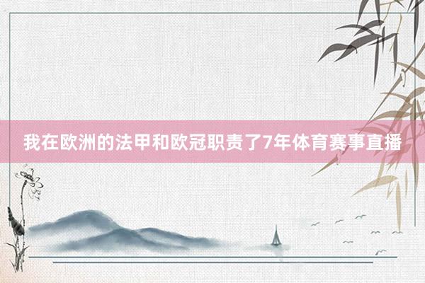 我在欧洲的法甲和欧冠职责了7年体育赛事直播