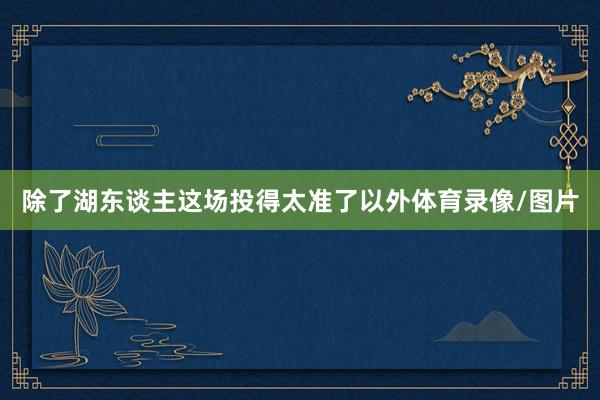 除了湖东谈主这场投得太准了以外体育录像/图片