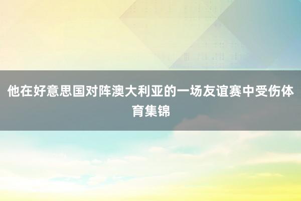 他在好意思国对阵澳大利亚的一场友谊赛中受伤体育集锦