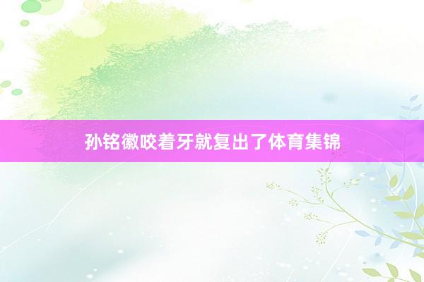 孙铭徽咬着牙就复出了体育集锦